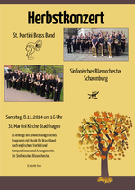 Plakat zum Herbstkonzert 2014 der St. artini-Brass Band und des SBO Schaumburg in Stadthagen.